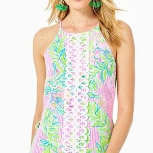 Lilly Pulitzer Pink Green Blue Floral Halter Jumpsuit